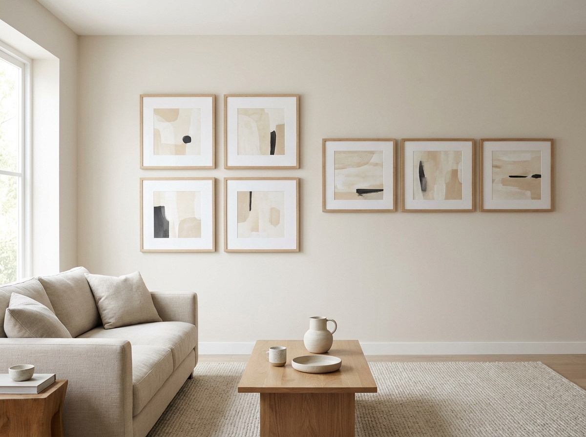 Modern Gallery Wall Ideas Using AI Art (Layouts, Sizes, and Matching Sets)